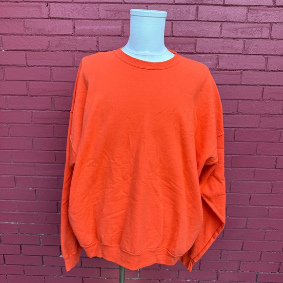 Vtg Hanes ComfortBlend Pro Mens 3XL Orange Pullover Crewneck Sweatshirt Blank - Picture 1 of 5